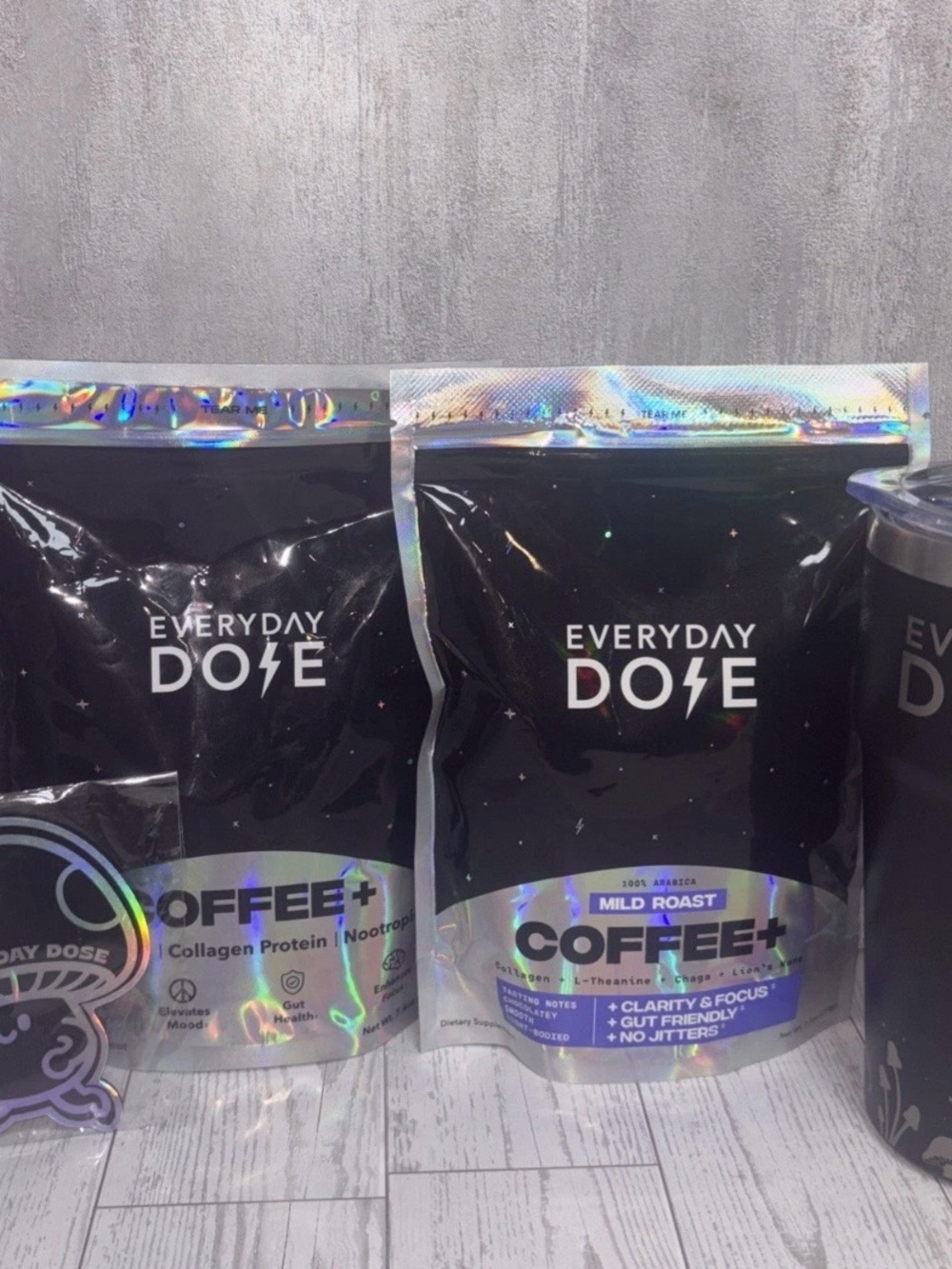 Lot of 5 Everyday Dose Items: 2 Mushroom Coffees, 1 Frother, 1 Tumbler, 1 Magnet - Picture 7 of 10